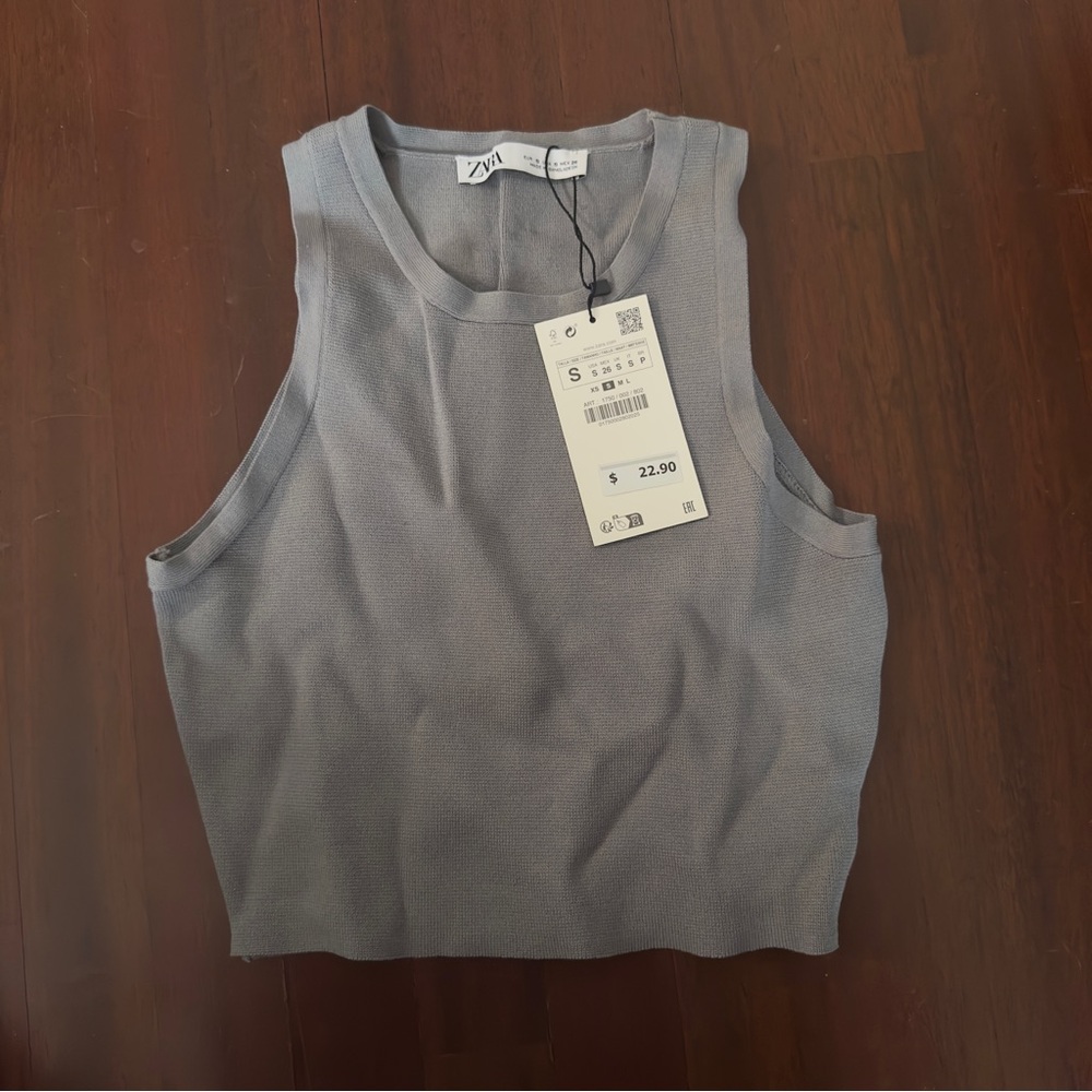 Zara Gray Knit Top NWT
